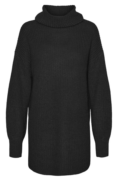 Shop Vero Moda Sayla Cowl Neck Tunic Sweater In Black