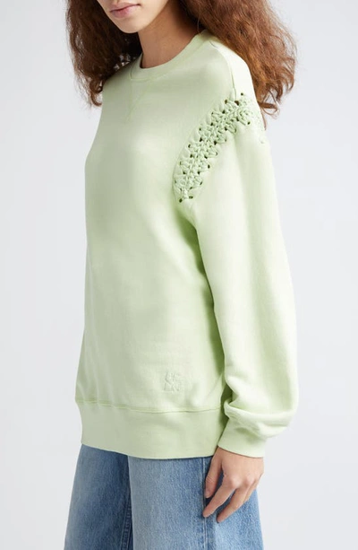 Shop Ulla Johnson Cori Lace-up Detail Sweatshirt In Pistachio