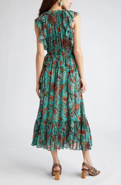 Shop Ulla Johnson Adrienne Floral Silk Blend Midi Dress In Garden Bloom