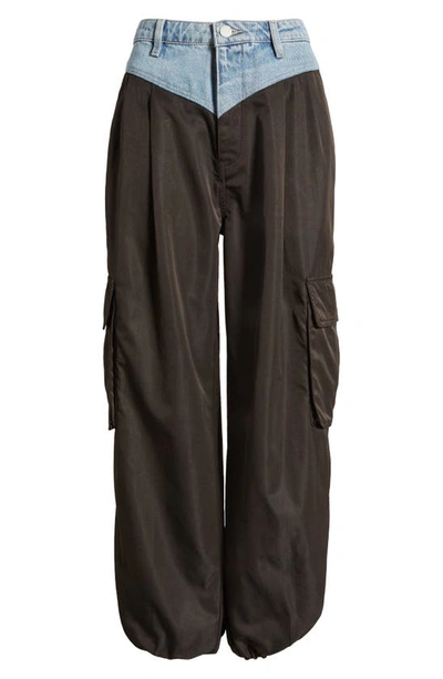 Shop Blanknyc Pleated Denim Waist Cargo Pants In Cold Gem