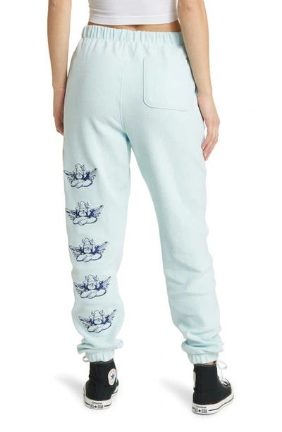Boys Lie Locked In Cotton Interlock Graphic Joggers In Teal