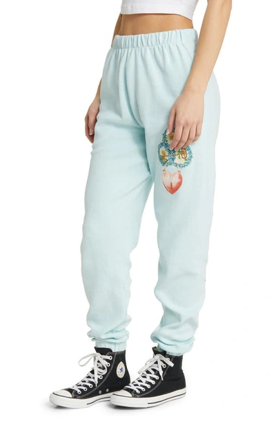 Boys Lie Locked In Cotton Interlock Graphic Joggers In Teal