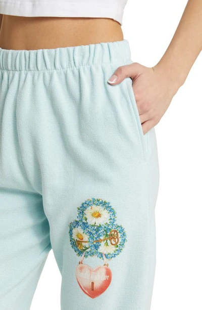 Boys Lie Locked In Cotton Interlock Graphic Joggers In Teal