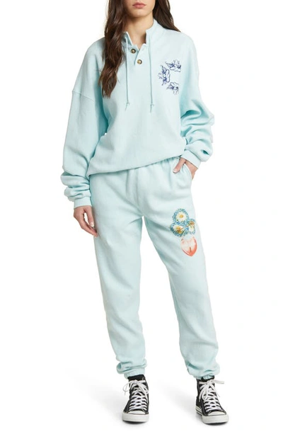 Boys Lie Locked In Cotton Interlock Graphic Joggers In Teal