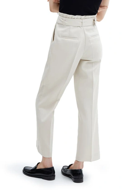 Mango Belted Paperbag Waist Wide Leg Trousers In Natural White