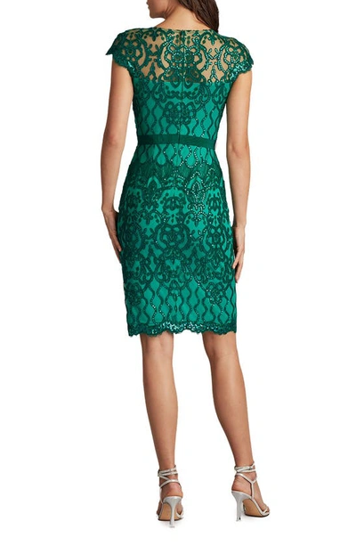 Shop Tadashi Shoji Sequin Lace Body-con Cocktail Dress In Pine