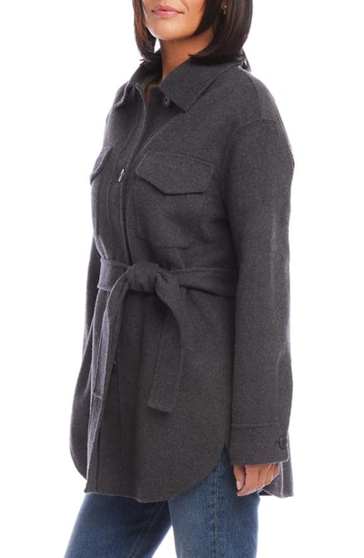 Shop Fifteen Twenty Belted Wool Blend Jacket In Grey