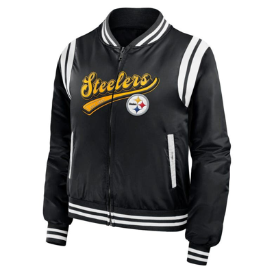 Wear By Erin Andrews Black Pittsburgh Steelers Bomber Full-zip Jacket In Black