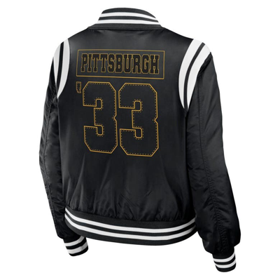 Wear By Erin Andrews Black Pittsburgh Steelers Bomber Full-zip Jacket In Black