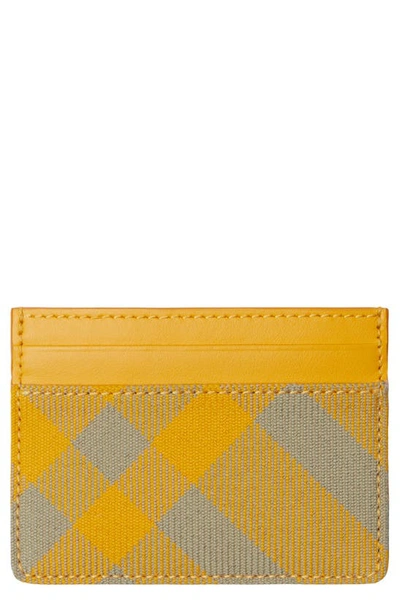 Shop Burberry Sandon Check Mixed Media Card Case In Hunter