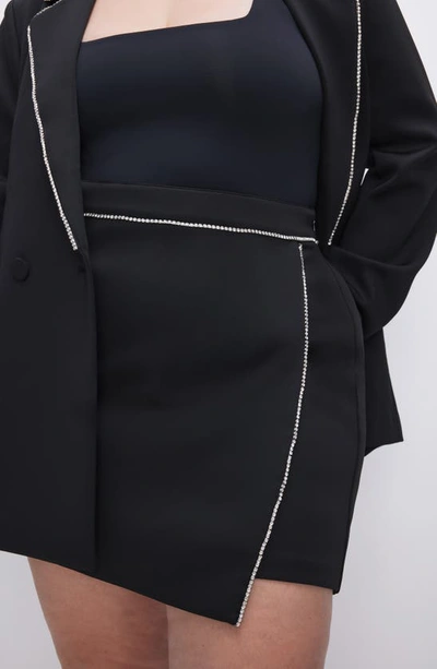 Shop Good American Crystal Scuba Faux Wrap Miniskirt In Black001