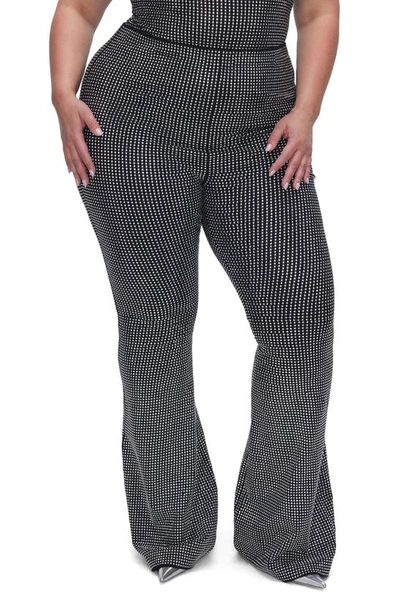 Shop Good American Crystal Pull-on Flare Pants In Black001