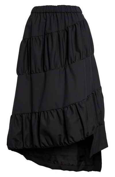 Noir Kei Ninomiya Asymmetric Wool Midi Skirt In Black