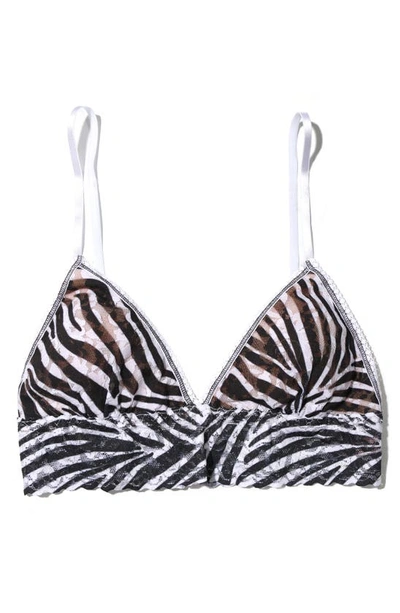 Hanky Panky Zebra-print Lace Triangle Bralette In A To Zebra