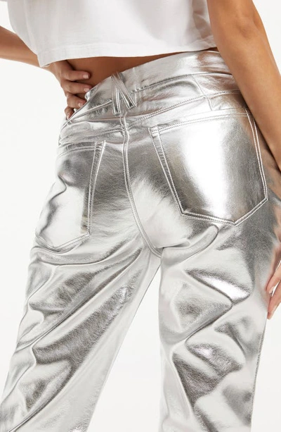 Shop Good American Good Icon Faux Leather Pants In Silver Metallic005