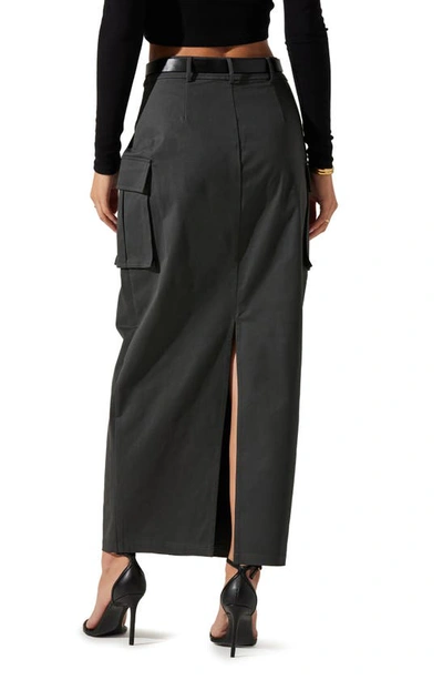 Shop Astr High Waist Cargo Maxi Skirt In Charcoal