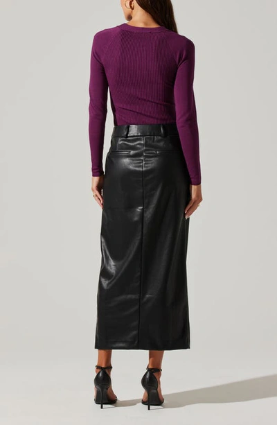 Shop Astr Faux Leather Midi Skirt In Black