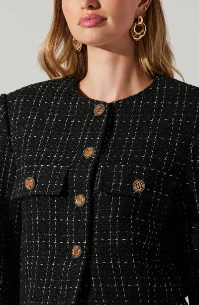Shop Astr Covina Tweed Jacket In Black Plaid