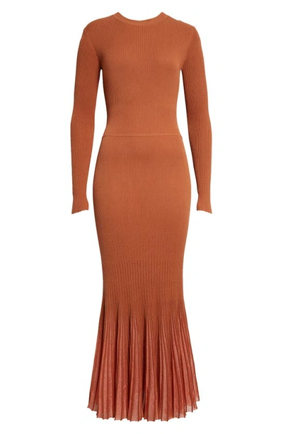 Shop Ulla Johnson Magnolia Rib Long Sleeve Sweater Dress In Saffron