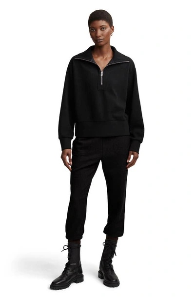 Shop Varley Radford Corded Knit Half Zip Sweatshirt In Black