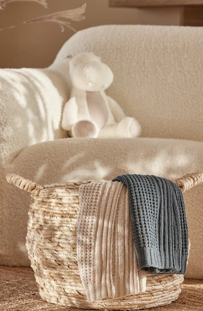 Shop Barefoot Dreams Waffle Knit Baby Blanket In Smokey Blue