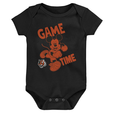 Shop Outerstuff Newborn & Infant Black/orange/gray Cincinnati Bengals Three-piece Disney Game Time Bodysuit Set