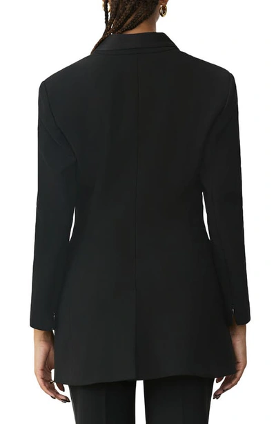 Shop Gstq Satin Lapel Tuxedo Jacket In Black