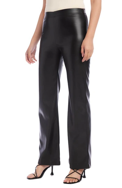 Shop Karen Kane Wide Leg Faux Leather Pull-on Pants In Black