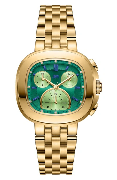 Shop Jbw Coast Lab-created Diamond Bracelet Watch, 23mm In 18k Gold/ Green