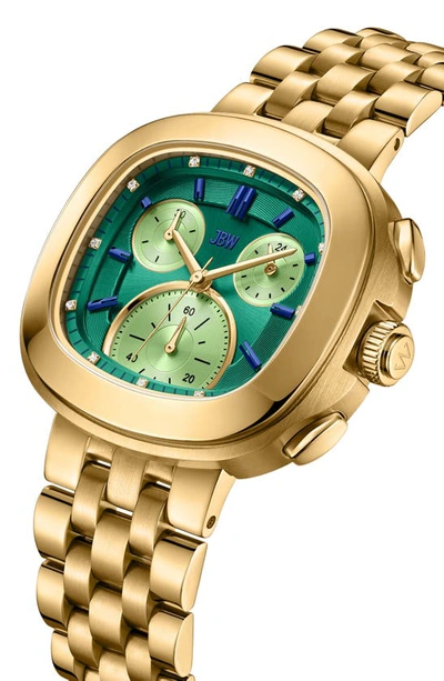 Shop Jbw Coast Lab-created Diamond Bracelet Watch, 23mm In 18k Gold/ Green