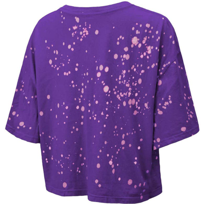 Shop Majestic Threads Purple Minnesota Vikings Bleach Splatter Notch Neck Crop T-shirt