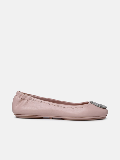 Shop Tory Burch 'minnie Travel' Pink Leather Ballet Flats