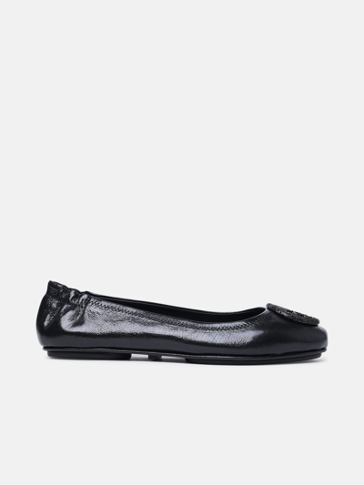 Shop Tory Burch 'minnie Travel' Black Leather Ballet Flats