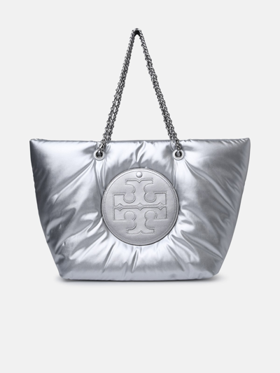 Shop Tory Burch 'ella' Silver Polyester Shopping Bag
