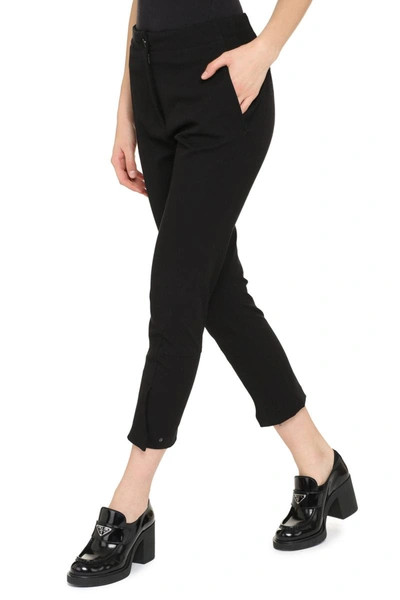 Shop Aspesi Stretch Cotton Trousers In Black