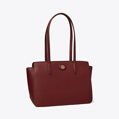Shop Tory Burch Small Robinson Pebbled Tote In Claret