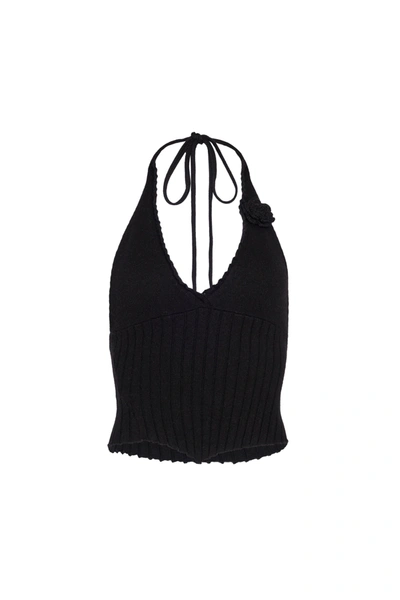 Shop Danielle Guizio Ny Alacant Knit Halter Top In Black