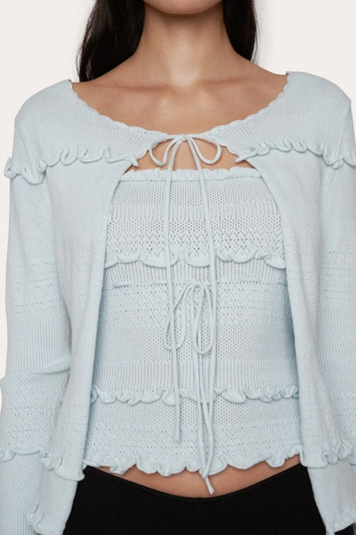 Shop Danielle Guizio Ny Balena Crochet Cardigan In Powder Blue