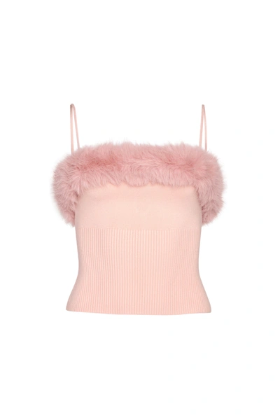 Shop Danielle Guizio Ny Faux Fur Cami In Baby Pink