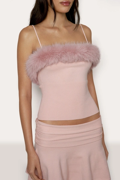 Shop Danielle Guizio Ny Faux Fur Cami In Baby Pink