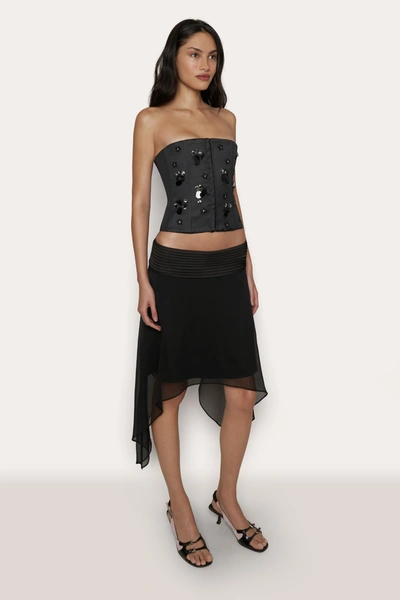 Danielle Guizio Ny Embellished Satin Corset In Black