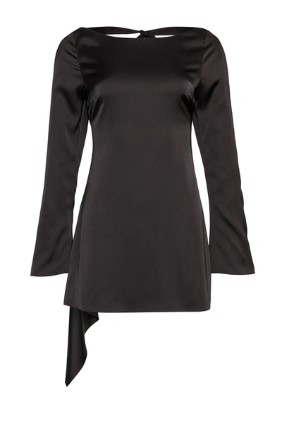 Shop Danielle Guizio Ny Lleo Satin Mini Dress In Black