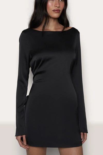 Shop Danielle Guizio Ny Lleo Satin Mini Dress In Black