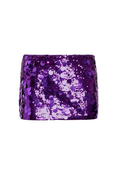 Shop Danielle Guizio Ny Low Rise Paillette Skirt In Amethyst