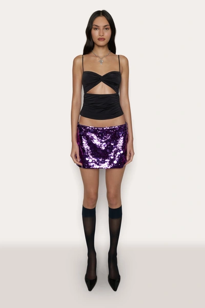 Danielle Guizio Ny Low Rise Paillette Skirt In Amethyst