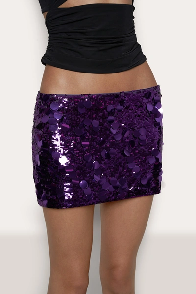 Shop Danielle Guizio Ny Low Rise Paillette Skirt In Amethyst