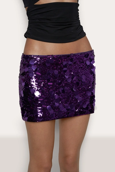 Danielle Guizio Ny Low Rise Paillette Skirt In Amethyst