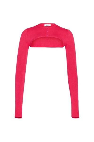 Shop Danielle Guizio Ny Micro Cropped Cardigan In Fatale Pink