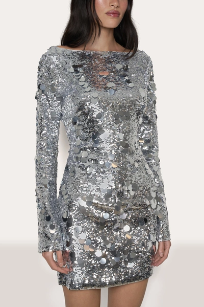 Shop Danielle Guizio Ny Paillette Long Sleeve Dress In Silver