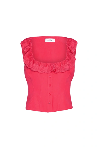 Shop Danielle Guizio Ny Paloma Lace Top In Fatale Pink